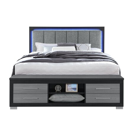 Global Furniture Usa Contemporary Emma Black/Grey King Bed With Led And Usb EMMA-BLACK/GREY-KB W/ LED & USB