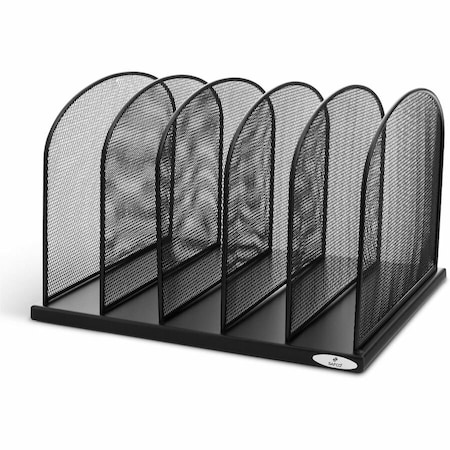 Safco Desktop Separator, Black, Steel, 12 1/2 in W, 11 1/4 in L, 8 1/4 in H, 5 Number of Compartments 3256BL