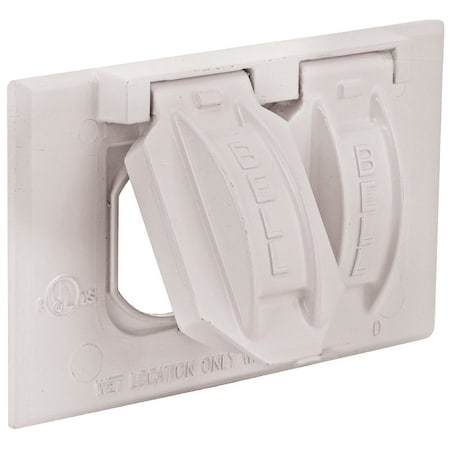 Hubbell Cover, 2-13/16 in L, 4-9/16 in W, Aluminum, White, Powder-Coated 5180-1