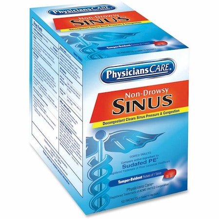 Acme United PhysiciansCare 90087 Sinus Decongestant Congestion Medication, 50 Doses, 10mg 90087