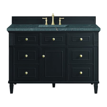 James Martin Vanities Lorelai 48'' S Vanity, Black Onyx w/ Parisien Bleu Silestone Top w/FreePower Wireless Charger 424-V48-BKO-FPBL