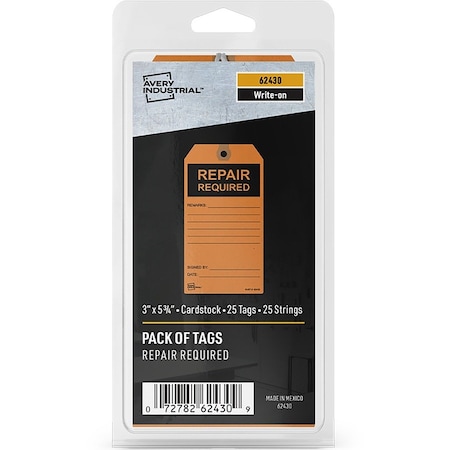 Avery Orange Repair Tags, 25 pack, PK25 62430