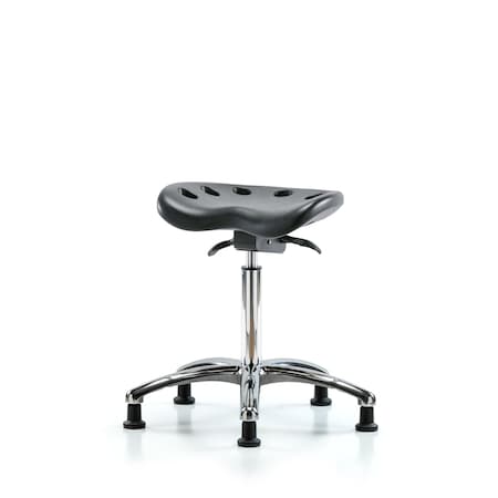 Blue Ridge Ergonomics Poly Tractor Sit-Stand Stool Chrome, Med Bench, Glides, Black BR-PTMBSO-CR-NF-RG-BLK