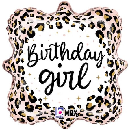 Loonballoon 18 inch SATIN LEOPARD BIRTHDAY GIRL 2 pcs LB-26284P-B-P