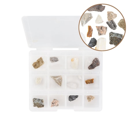 Amscope 12 Piece Mini Mineral Rock Specimen Kit for Microscopes RK-12A
