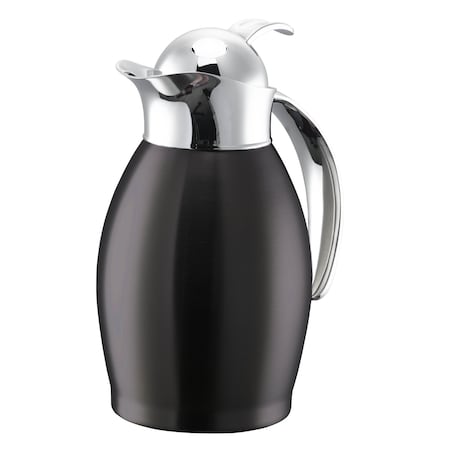 Service Ideas Nicollet Series 0.6-Liter Stainless Vacuum Insulated Carafe with Push Button Lid in Black Onyx NIC06BSPBBX