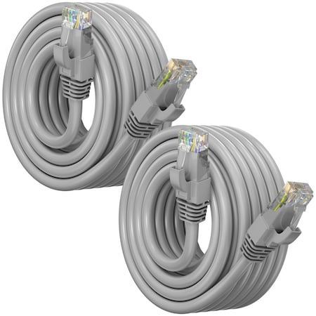 Maximm Cat6 Ethernet Cable 25ft 10Gbps 550MHz UTP, 2PK, Gray, 2PK KIT-CAT6CCA-25GR-2PK