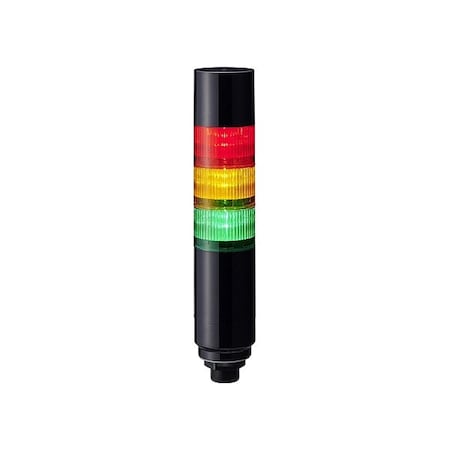 Patlite Signal Tower, 11 1/16 in H, 2 3/8 in dia. LR6-302W5BK-RYG
