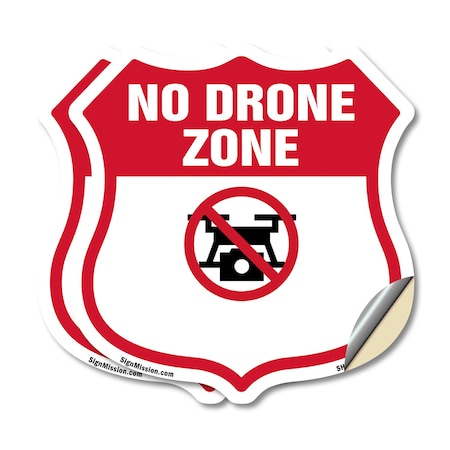 Signmission No Drone Shield Sign No Drone Zone From, 12 inch X 12 inch, Vinyl Decal, 2PK SHI-D-2PACK-12-392