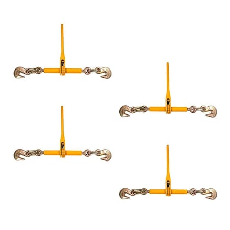 Mytee Products 3/8in - 1/2in Chain Binder Ratchet Style - Yellow - 12,000 lbs WLL, 4PK CBRS38-YLWx4