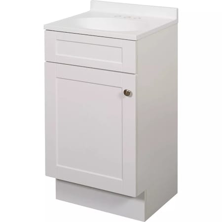 Zenith Zenna Home Wht 18'' Wx35'' Hx16''D Shaker Vanity with Wht Cultured Marble Top SBC18WW