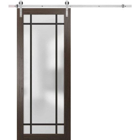 Sartodoors Sturdy Barn Door Frosted Tempered Glass Planum 2112 30x96 Solid Core Modern Interior PLANUM2112BD-S-CA-30 x 96
