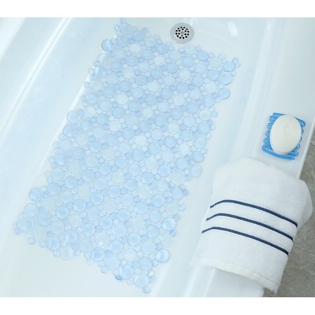 Slipx Solutions 0 Burst of Bubbles Bath Mat, 30 in L, 17 in W, Vinyl Mat Surface, Light Blue 6772