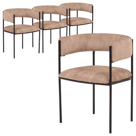 Leisuremod Cyril Collection Modern Chair in Light Brown Velvet, 4PK CDC22LBR4