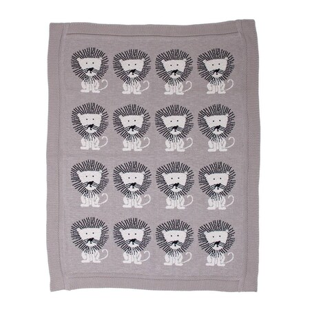 Homeroots Grey Lots Of Lions Woven Knitted Baby Blanket 383158