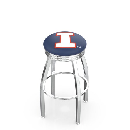Holland Bar Stool Co 30" Chrome Illinois Swivel Bar Stool, Accent Ring L8C3C30IlliniU