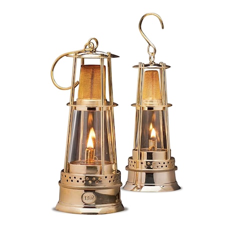 Kings County Tools Oil Lamp Handmade 10 in Tall Miners Lamp with Brass Body, Glass Chimney, & Mesh Screen Lantern GW87A01-18