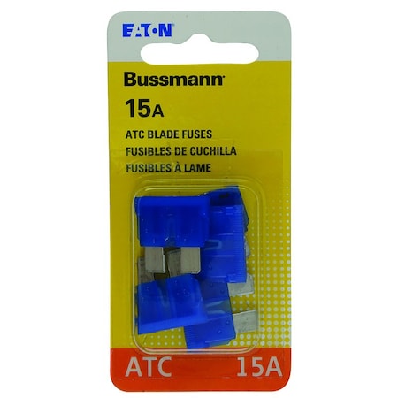 Eaton Bussmann Bussmann 15 amps ATC Blue Blade Fuse, 10PK BP/ATC-15-RP