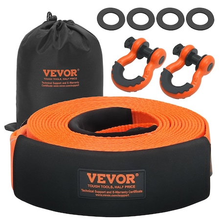 Vevor Car Tow Cable Towing Strap Rope 36000 lbs 30 ft 3.35" Emergency Heavy Duty LC-RK02
