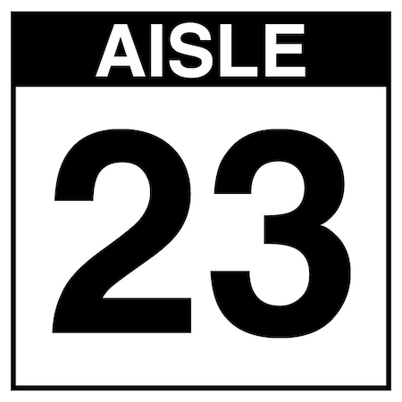 5S Supplies Warehouse Aisle 23 Sign - 12in x 12in - SINGLE - NONE - PVC AISLE23-12X12-SINGLE-NONE