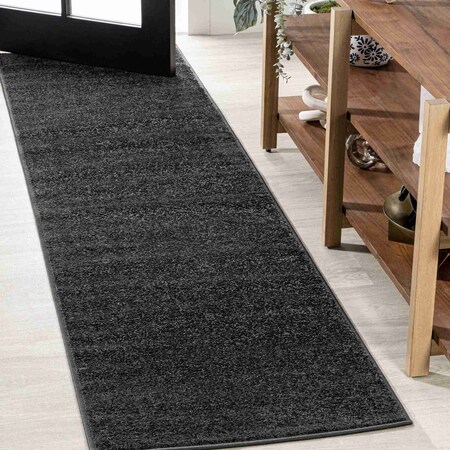 Jonathan Y Haze Solid Low-Pile Black 2 ft. x 16 ft. Runner Rug SEU100I-216