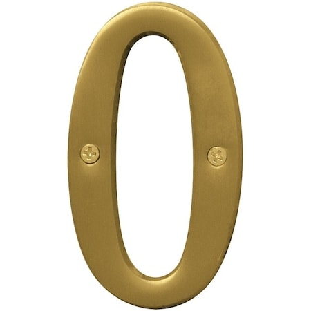 Hy-Ko Prestige Series House Number, Character: 0, 4 in H Character, Brass Character, Brass BR-43BB/0