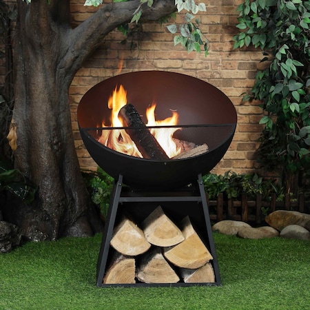 Deko Living 30 Inch Round Outdoor Steel Wood Burning Fire Pit COB10515