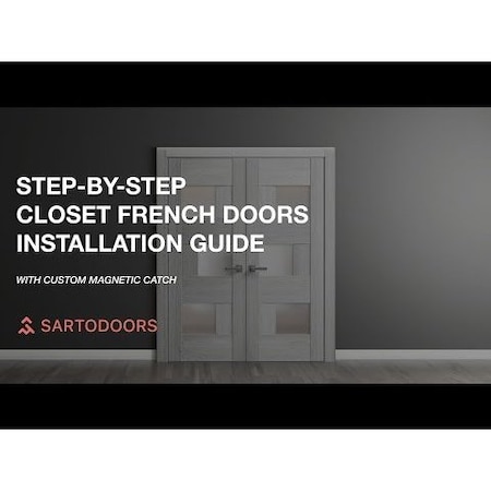Sartodoors Solid French Double Doors, Planum 0040 White Silk with Black Glass, Wood Solid Panel Frame Trims, C PLANUM0040DD-WS-6084