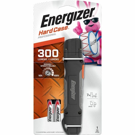 Energizer Hard Case LED Flashlight, Black, AA, 300 lm TUF2AAPE
