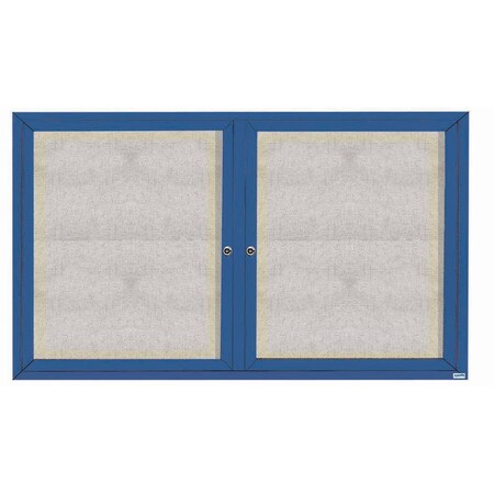 Aarco Outdoor Illuminated Enclosed Bulletin Board w/ Al Frame, Powder Coated Blue, 36''Hx60''W ODCC3660RIB