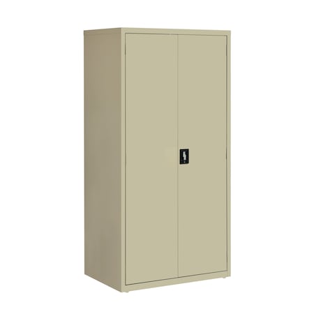 Hirsh Storage Cabinet, 72 in H, 36 in W, 24 in D, Recessed Twist, Keyed, Putty, 4 Shelves 22007