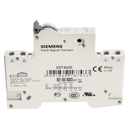 Siemens Fault signal contact 1 NO+1 NC, for miniature circuit breaker 5SL, 5SY, 5SP RCBO 5ST3020