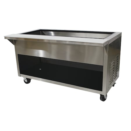 Advance Tabco Heavy Duty Ice Cooled Serving Counter 93-1/8 in.W x 36-1/4 in.D x 35 in.H accommodates HDCPU-6-BS