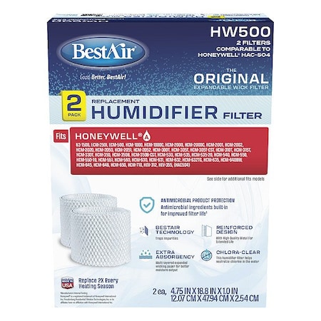 Bestair Humidifier Pad, 18 7/8 in L, PK2 HW500-2PK-PDQ-2