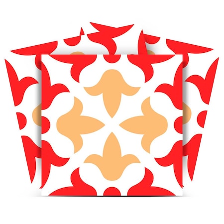 Homeroots 12" X 12" Red and White Roja Hola Removable Peel and Stick Tiles 556391