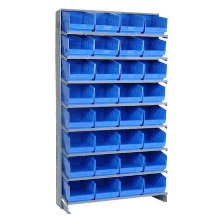 Quantum Storage Systems SINGLE SIDED PICK RACK W/32 BLUE BINS QPRS-208BL