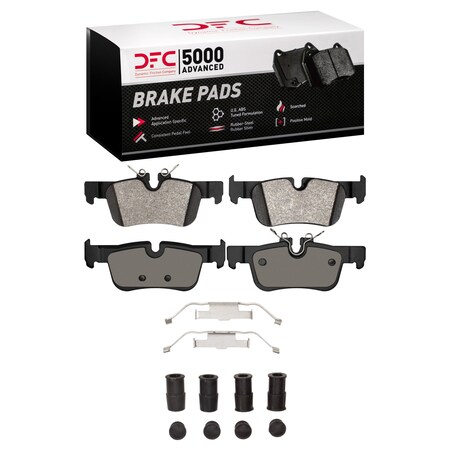Dynamic Friction Co DFC 5000 Advanced Brake Pads - Low Metallic & Hardware Kit 1551-2486-01