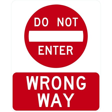 Lyle Wrong Way with Do Not Enter Symbol, 24x30, High Intensity Prismatic, White G-14104-HI_24x30