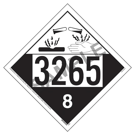 Jj Keller Placard 3265, Class 8, Corrosive 45288