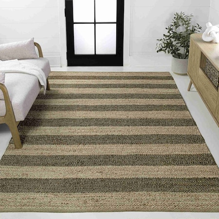 Jonathan Y Jayden Rustic Farmhouse Woven Jute Stripe Natural/Brown 4 ft. x 6 ft. Area Rug NRF202A-4