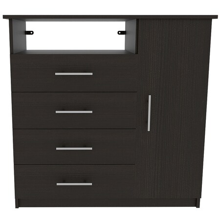 Homeroots 36" Black Manufactured Wood Four Drawer Combo Dresser 477811