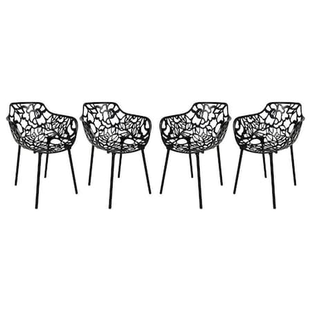 Leisuremod Modern Devon Aluminum Armchair, Black, 4PK DCA23BL4