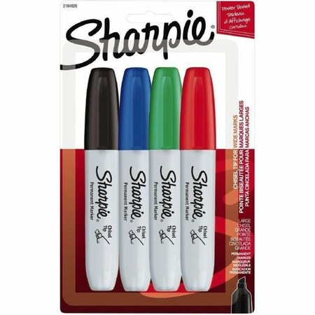 Sharpie Permanent Marker Set, Chisel Tip, Capped, 4 PK 2184826