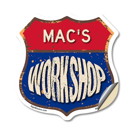 Signmission Mac's Workshop, 12 Inch X 12 Inch, Vinyl Decal SHI-D-12-489-MAC