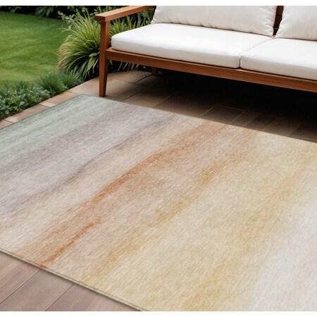 Homeroots 8' X 10' Coral Striped Washable Indoor Outdoor Area Rug 608148