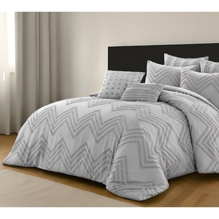 Homeroots Gray King Polyester 180 Thread Count Washable Duvet Cover Set 529058