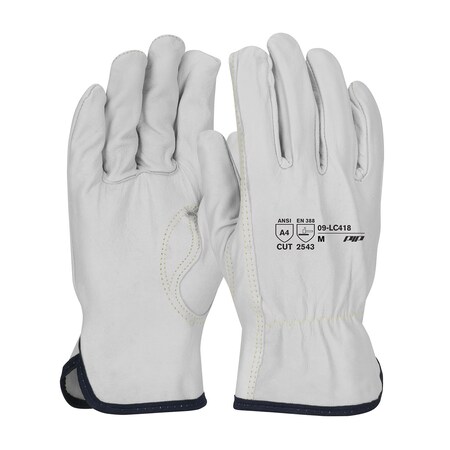 Pip Premium Top Grain Goatskin Leather Drivers Glove with A5 Aramid Blend Lining, Keystone Thumb, 12PK 09-LC418/L