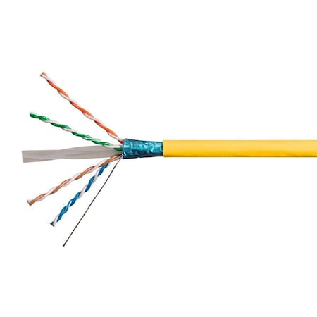 Monoprice Cat6A 500ft Yellow CMR UL Bulk Cable TAA Shielded F/UTP Solid 23AWG 550MHz 10G 42348