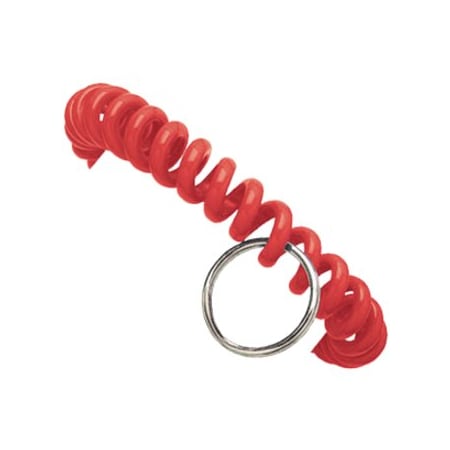 Brady Wrist Coil with Split Ring - 14.5" Length - Red - Plastic - 250 2140-6306