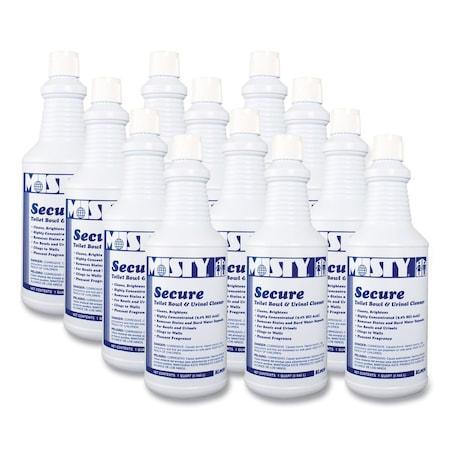Misty Secure Hydrochloric Acid Bowl Cleaner, Mint Scent, 32oz Bottle, PK12 1038801